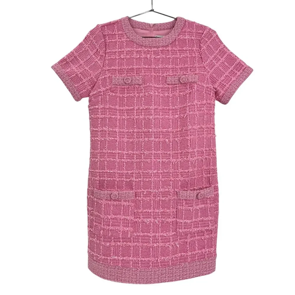 Endless Rose Tweed Pink Shift Mini Dress Size S - Picture 2 of 4